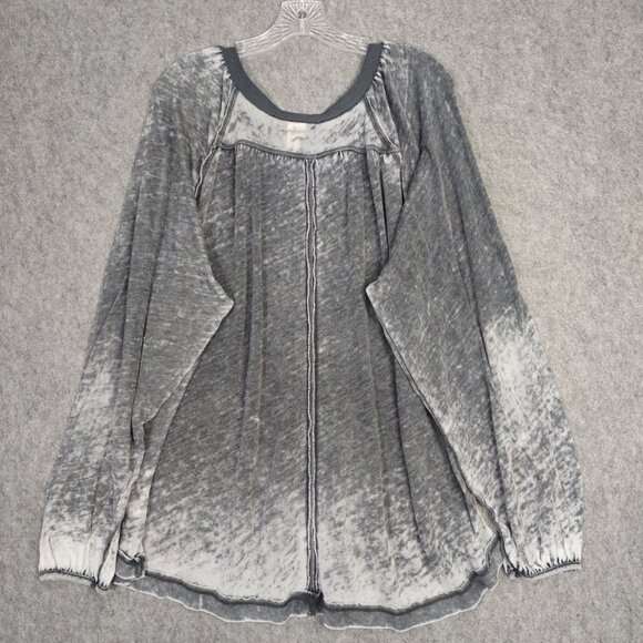 Free People Womens Tunic Gray Acadia Sz M Cotton Poly Burnout Oversized Henley - Picture 6 of 11